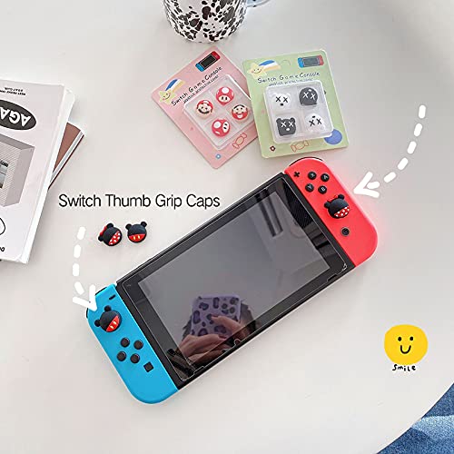 PERFECTSIGHT Cute Thumb Grip Caps 4PCS Compatible with Nintendo Switch & Switch Lite,Soft Silicone Cover for Joy-Con Controller (Black&White)