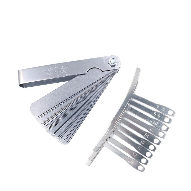 Alnicov 9Pcs Understring Radius Gauge Luthier Tools 32 Blades Feeler Gauge Dual Marked Metric and Imperial Gap Measuring Rulers Tool for Guitar Bass