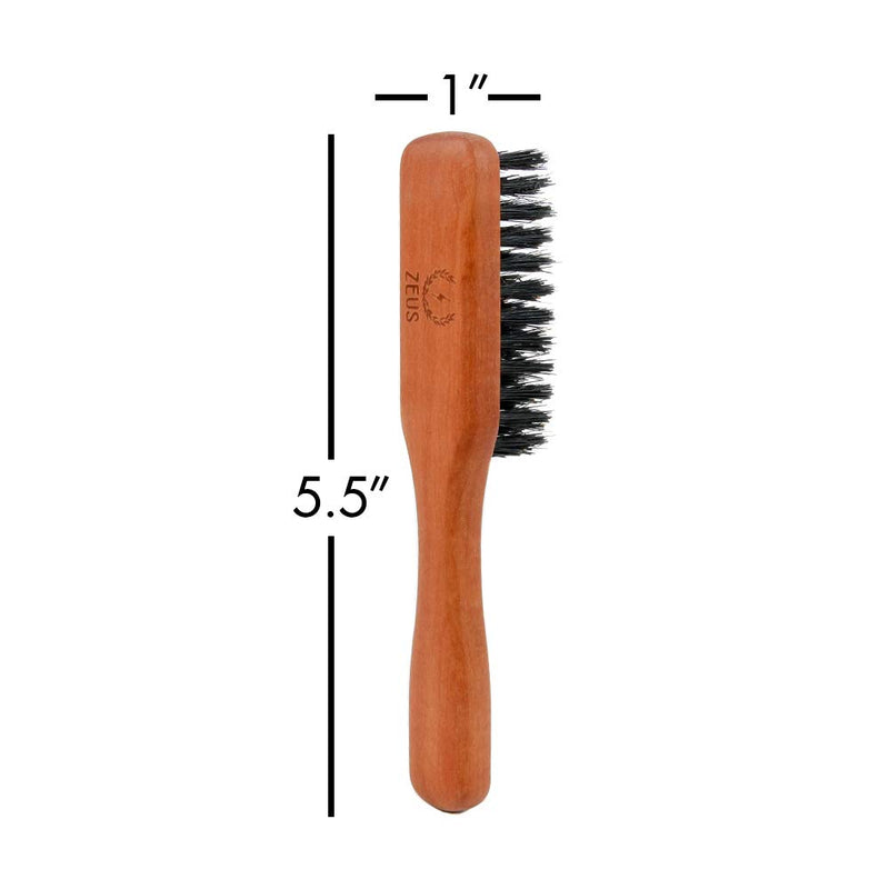 ZEUS 100% Boar Bristle Beard and Moustache Brush with Handle for Untangling Beard Hairs - Made in Germany (FIRM BRISTLES) - J91 FIRM BRISTLES