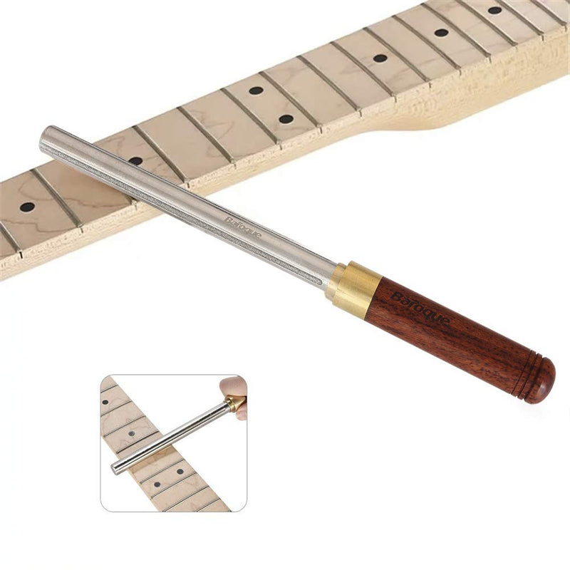 3 in 1 Guitar Fret Crowning Dressing File with Wood Handle Narrow/Medium/Wide 3 Edges Guitar Repairing Fret File Luthier Tool String Action Ruler Gauge