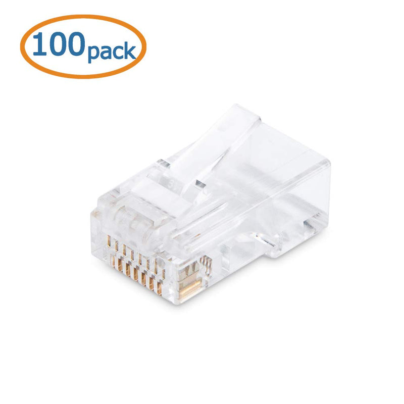Cable Matters 100-Pack CAT6 RJ45 Modular Plugs (RJ45 Connectors / Cat6 Connector / Cat6 RJ45 Ends / RJ45 Plugs) for Solid or Stranded UTP Cable Cat6 Regular