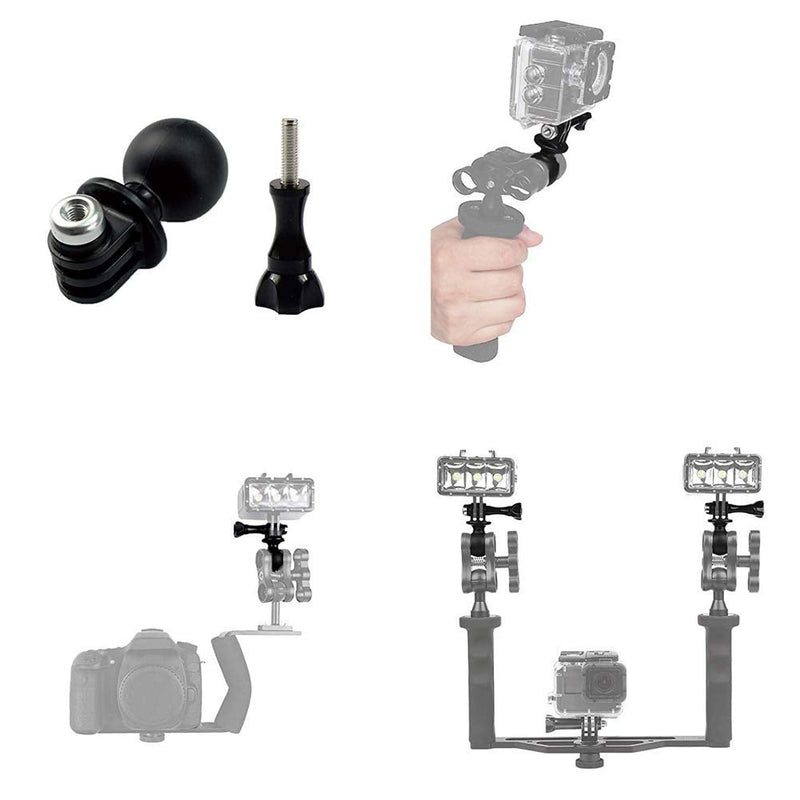 Ball Head Mount Adapter (1-Inch Diameter Ball) with Thumb Screw for GoPro Hero 9/8/7/(2018)/6/5/4 Black,Hero 3+,DJI Osmo Action,AKASO/Campark/YI Action Camera