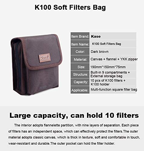 Kase K100 100mm Filter Storage Bag fits Holder & 10 Filters 100 x 150mm Wallet/Case/Pouch