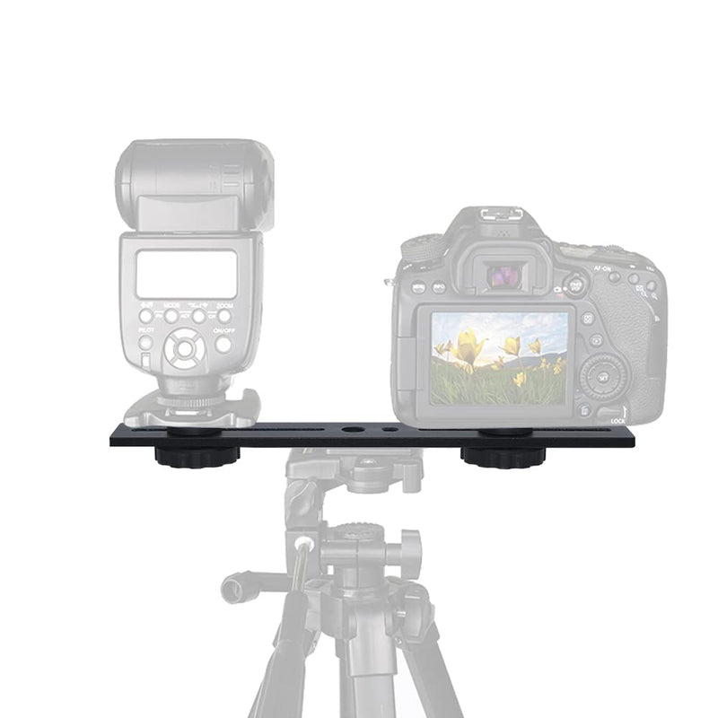 Zeetain Dual Speedlite Tripod Mount Bracket,1/4" Dual Camera Mount Flash Extension Bar,8" Dual Tripod Bracket for Camera,LED Video Light,DSLR Camera,Flash Light(2 Pack)