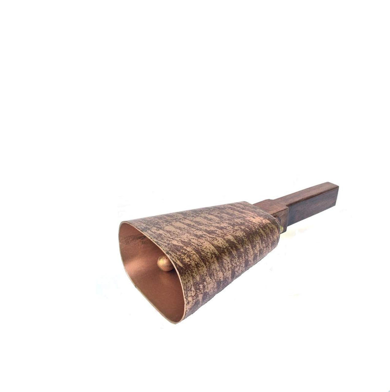 CowBell - Hand Bell for Sporting Events or cowbell for Outside - a Large 10 inch cowbell Loud Noise Makers Instrument with Wooden Handles for Football CowBell - with Solid Antique Copper Finish