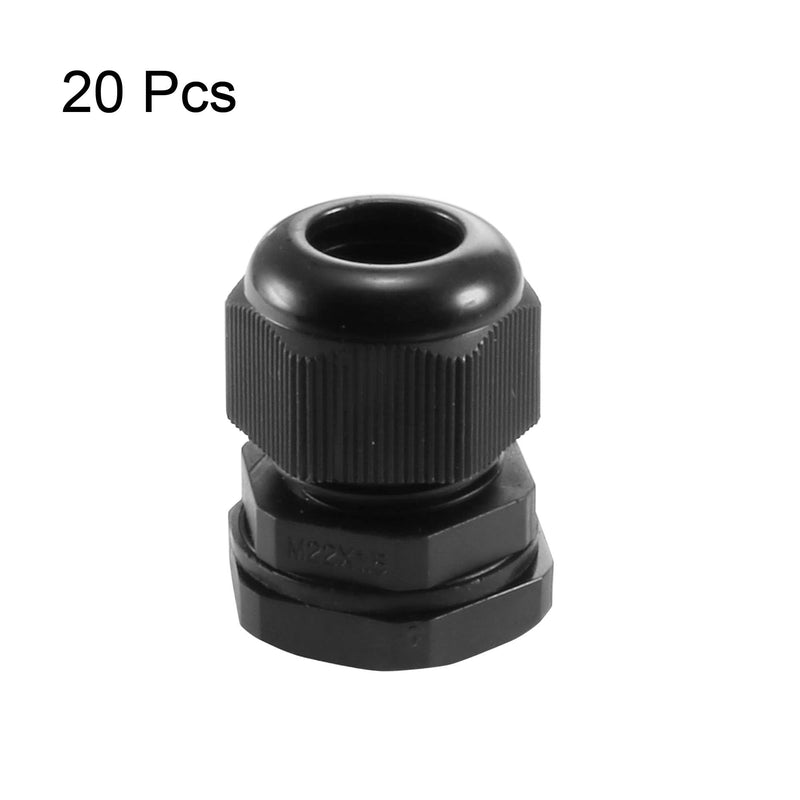 [AUSTRALIA] - uxcell 20 Pcs M22 Waterproof IP68 Nylon Cable Gland Joint Adjustable Locknut for 10mm-14mm Dia Cable Wire 