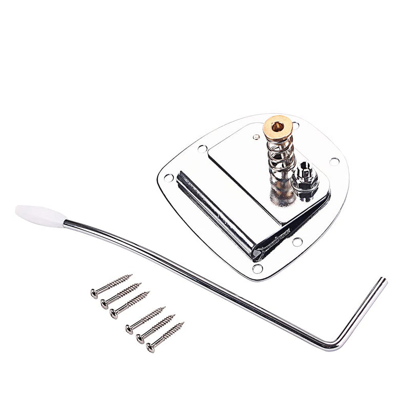 Alnicov Steel Guitar Bridge Tailpiece with Whammy Bar Screws for Mustang and Jazzmaster Guitar Repaclement,Left Hand