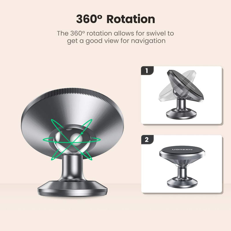 UGREEN Magnetic Phone Car Mount Dashboard 360° Rotation Magnet Car Phone Holder Dash Stand Compatible for iPhone 12 11 Pro Max SE XR XS 8 7 Plus Samsung Galaxy Note 20 S10 9 8 and More