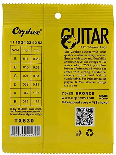3 Packs Orphee TX630 Colorful Ball-End Phosphor Bronze Acoustic Guitar Strings Super Light (011-052)