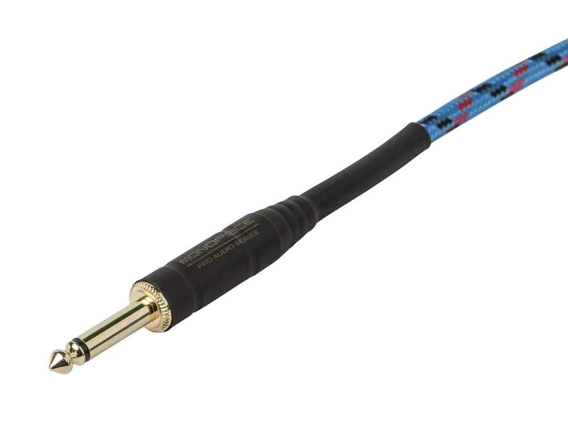 [AUSTRALIA] - Monoprice Braided Cloth 1/4 Inch (TS) Guitar/Instrument Cable Cord - 10 Feet- Blue with One Right Angle Connector 