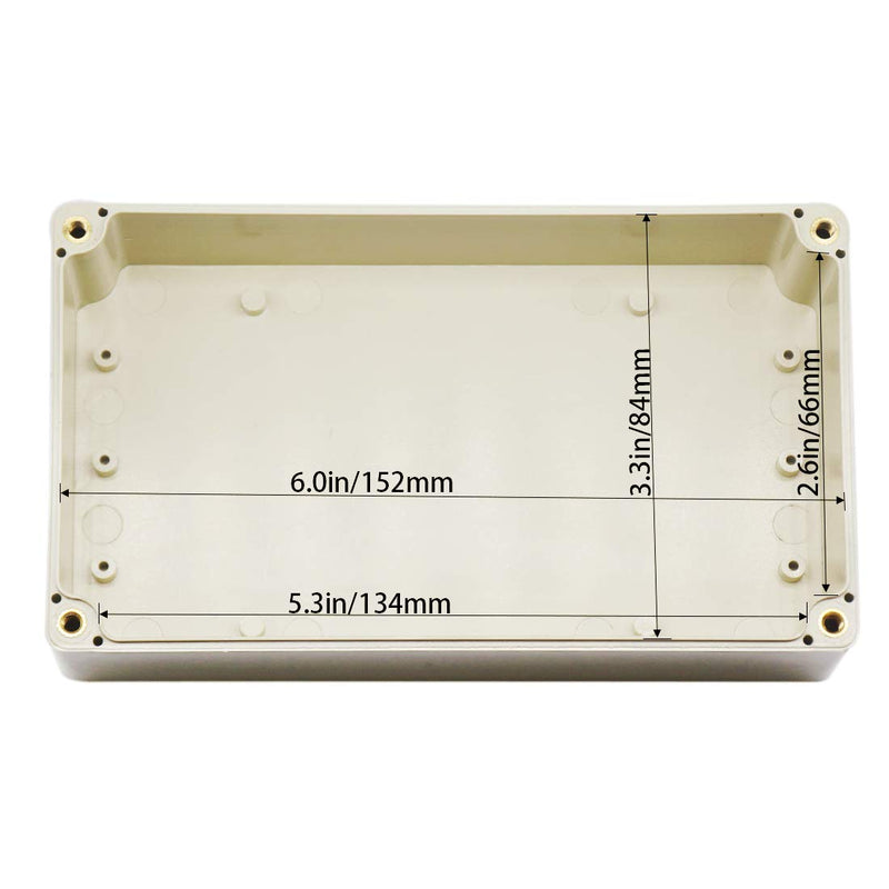 Zulkit Junction Box ABS Plastic Dustproof Waterproof IP65 Universal Electrical Boxes Project Enclosure Gray 6.2 x 3.5 x 2.4 inch (158 x 90 x 60 mm) 6.2" x 3.5" x 2.4"