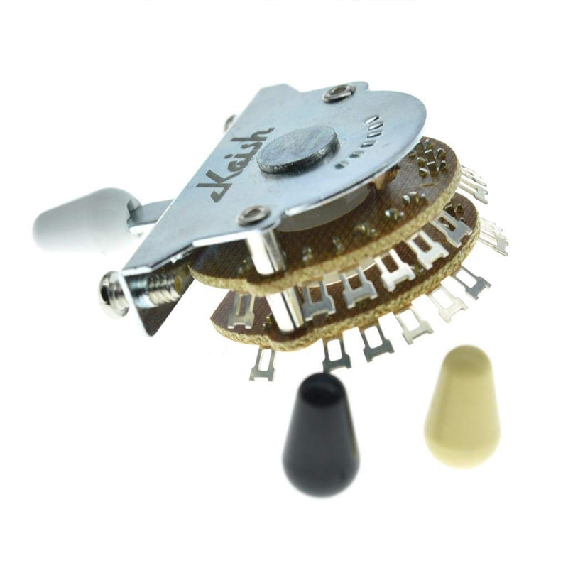 KAISH Guitar 5-way Super Switch Pickup Selector Super 4-Pole Double Wafer for Strat/Tele Guitars with Black/Ivory/White Tip