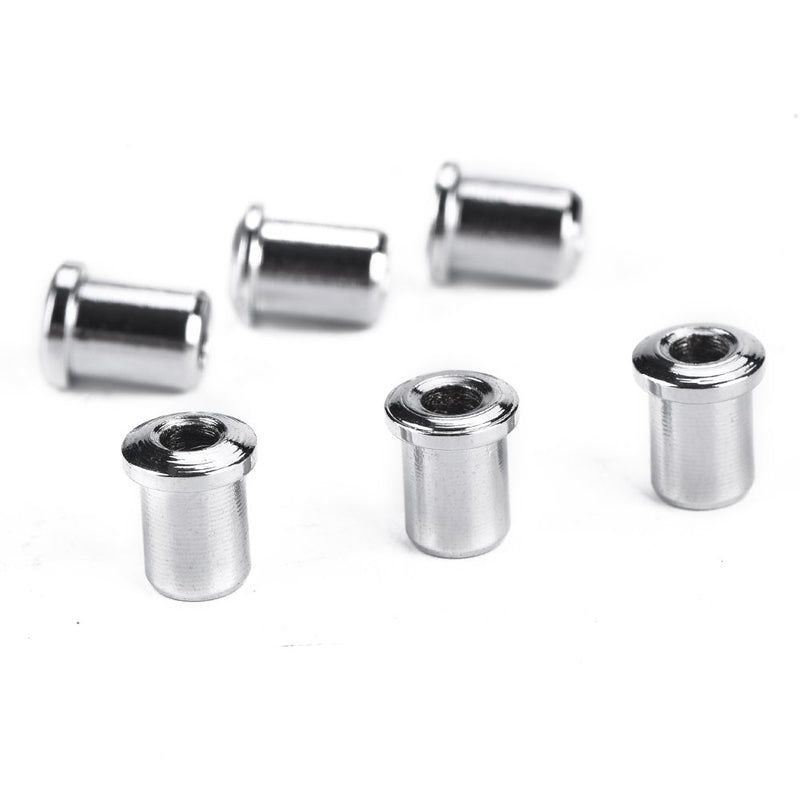 Dilwe 6Pcs Guitar Mounting Ferrules, Guitar String Caps Mounting Buckle Bushing Set for Electric guitar. Silver