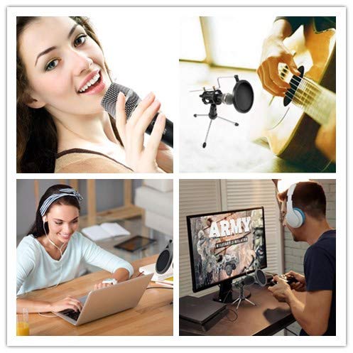 [AUSTRALIA] - Condenser Recording Microphone 3.5mm Plug and Play PC Microphone, Broadcast Microphone for Computer Desktop Laptop MAC Windows Online Chatting Podcast Skype YouTube Game black 