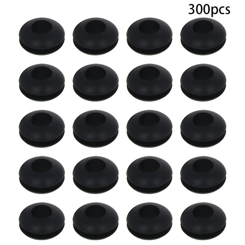 [AUSTRALIA] - Bettomshin 300Pcs 5mm Rubber Grommet 5mm Inner Dia Oil Resistant Armature Rubber Grommets for Wiring Cable Black 