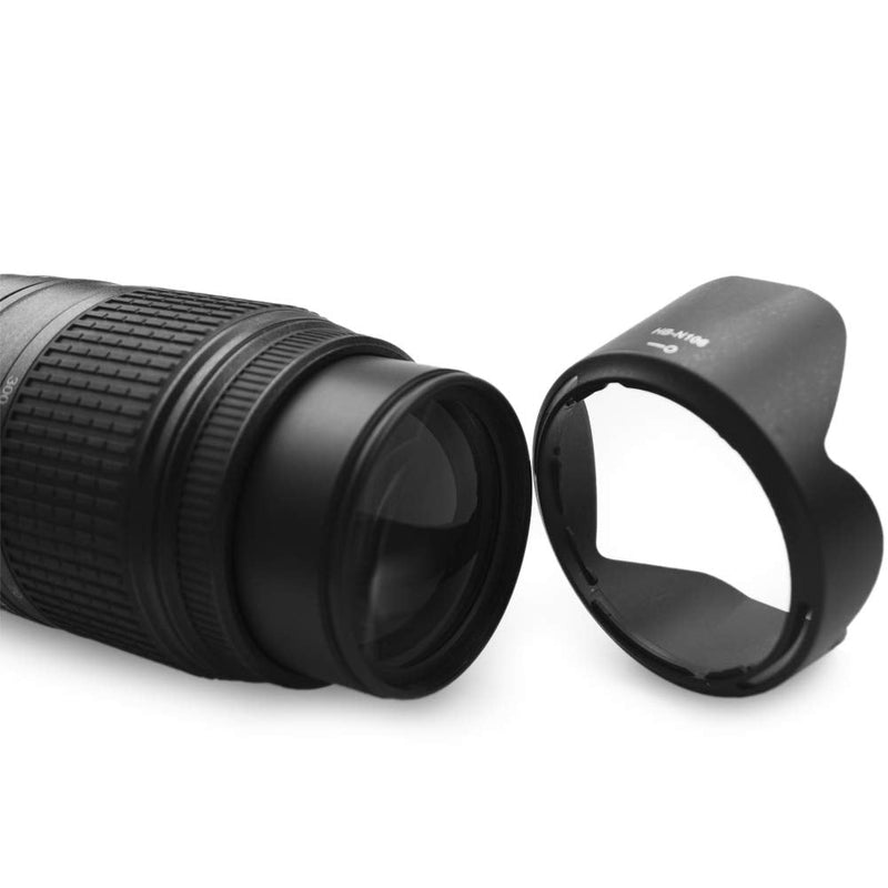 kinokoo 55mm UV Filter Camera Lens Accessories Kit for Nikon D5600/D5300/D3400/D3500, 55mm Reversible Lens Hood Matched with a 55mm Lens Cap and a Lens Cap Leash, Lens Shade Kit/Lens Cap Set (C) C