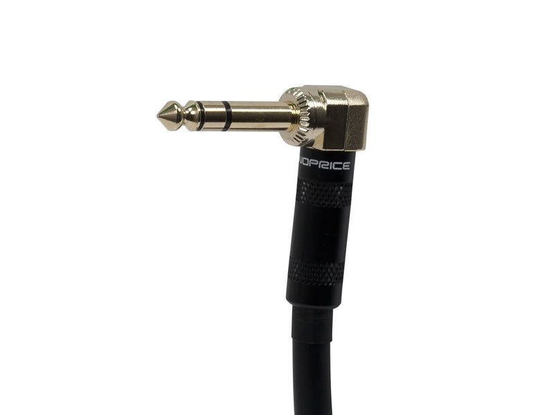 [AUSTRALIA] - Monoprice 1/4-Inch TRS Male to 1/4-Inch TRS Male Guitar Pedal Patch Cable - 8 Inch - Black, Right Angle Connectors - Premier Series Cable Cord 