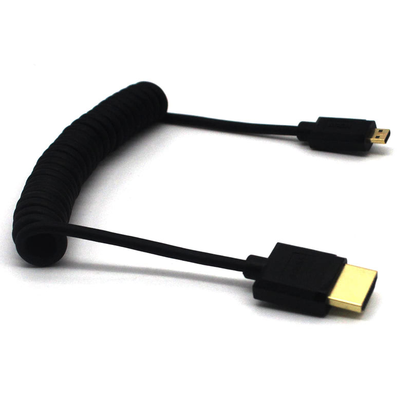 MOTONG Standard 4K HDMI 2.0 to Micro HDMI Cable, Coiled Micro HDMI to HDMI 2.0 Male to Male Cable Cord 4K@60Hz Ethernet 3D Audio Return(1.2M, M to M) 1.2M