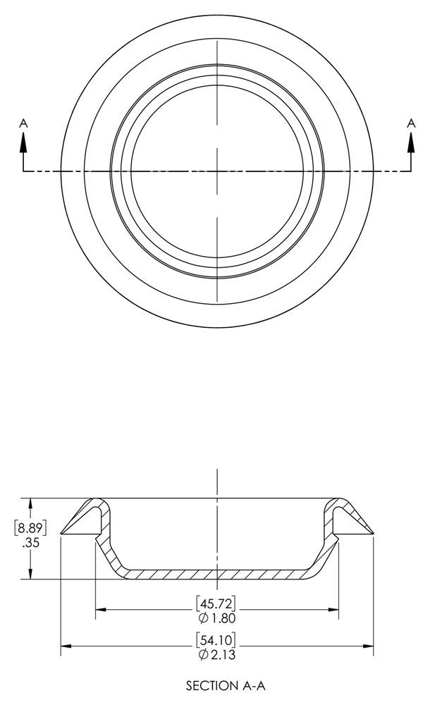 Caplugs ZSI416-2Q1 Plastic Button Plug with Recessed Type Heads. BP-SI-416-2, PE-LD, Hole Size 1.75" Metal Thickness .02-.10", Black (Pack of 30)