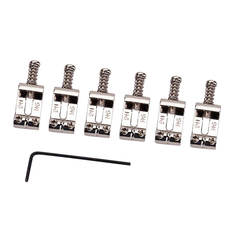 Healifty Roller Bridge Tremolo Saddles with Wrench Replacement for Fender Strat Tele Electric Guitar 6pcs (Silver)