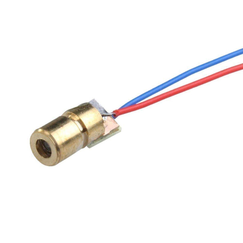 HiLetgo 10pcs 5V 650nm 5mW Red Dot Laser Head Red Laser Diode Laser Tube with Leads Head Outer Diameter 6mm