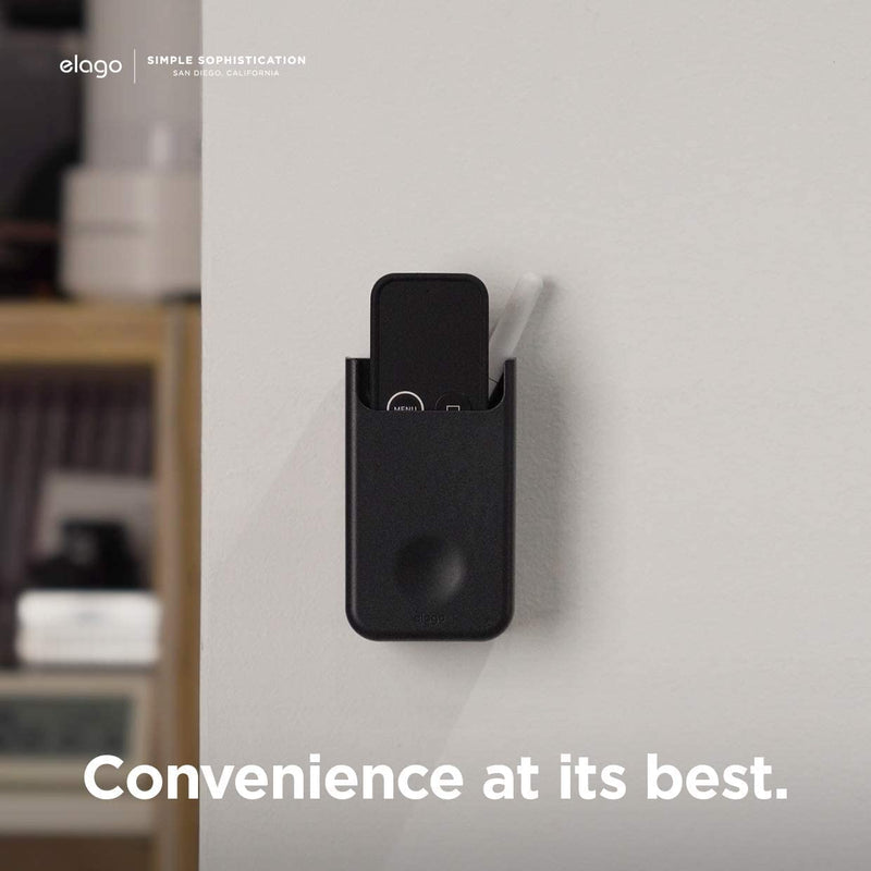 elago Universal Remote Holder Mount Compatible with Apple TV Remote and All Other Remote Controls - Reusable Gel Pad or Screw Mounting Options, Available Wired Charging [ Medium ] [Black] Black