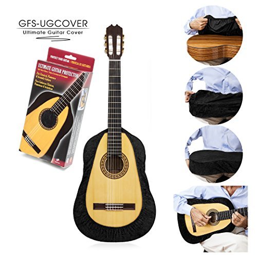 TENOR Ultimate Guitar Cover, Guitar Protector, Guitar Gig Bag, Protective Sleeve for Acoustic, Classical, Flamenco, Arch Top and Cutaway Guitars, Black Velvet Color. Tailor Hand Made.
