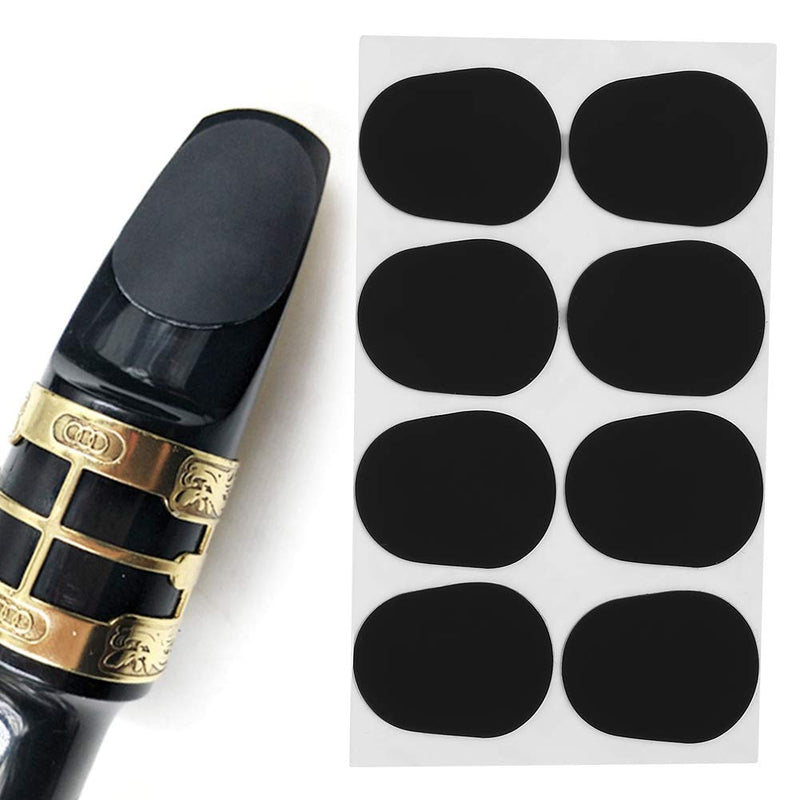 8Pcs Mouthpiece Cushion, 0.8mm/0.3mm/0.5mm Rubber Saxophone Sax Clarinet Mouthpiece Patches Pads Cushions (Black)(0.8mm)