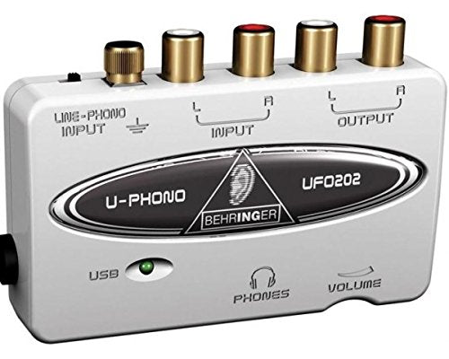 Behringer UFO202-BK High-Quality USB Audio Interface Vinyl Recording Bundle, Black