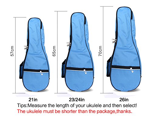 [AUSTRALIA] - HOT SEAL Waterproof Durable Colorful Ukulele Cotton Case Bag with Storage (21in, light blue) 21in 