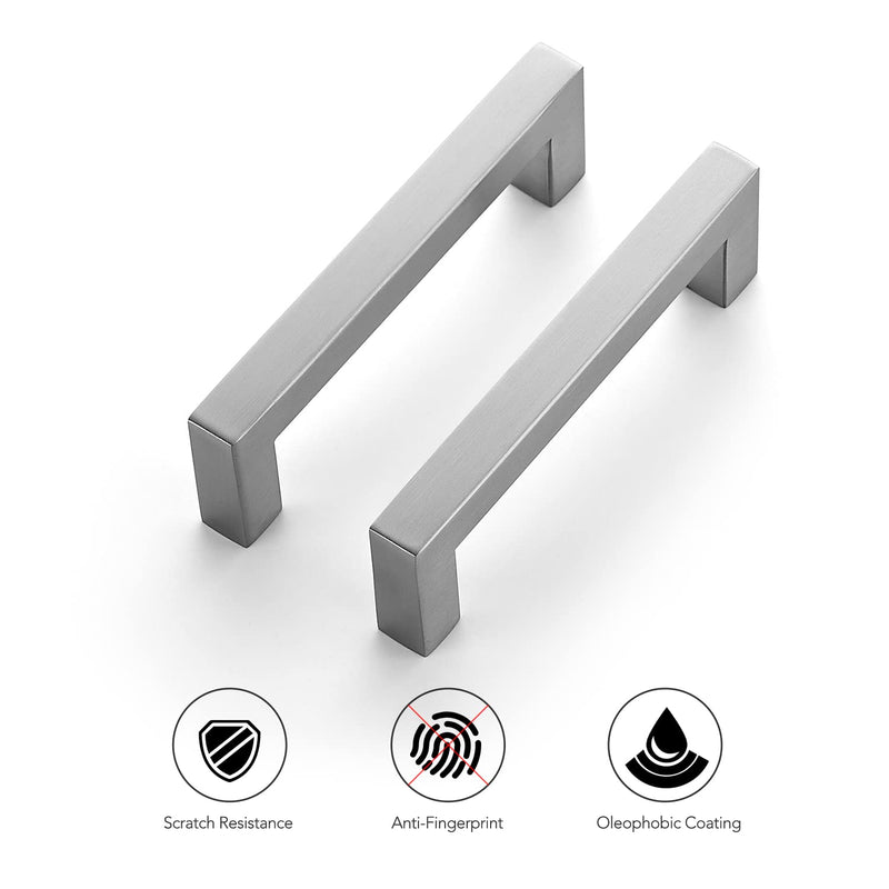 Ravinte 10 Pack 4 Inch Kitchen Square Cabinet Handles Satin Nickel Cabinet Pulls Brushed Nickel Drawer Pulls Kitchen Cabinet Hardware Kitchen Handles 4 Inch Hole Center