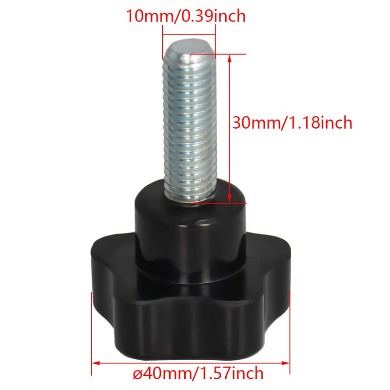 Othmro Black 10mm(M10) x 40mm Thread Replacement Star Hand Knob Tightening Screws 2Pcs