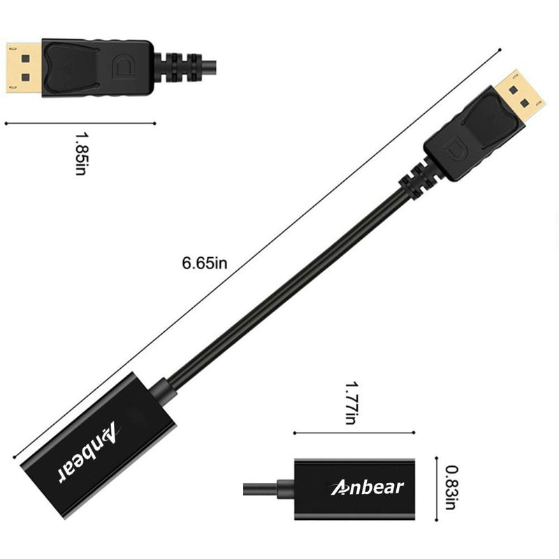 Display Port to HDMI Adapter,Anbear Displayport to HDMI Adapter Cable(Male to Female) for DisplayPort Enabled Desktops and Laptops to Connect to HDMI Displays Adapter