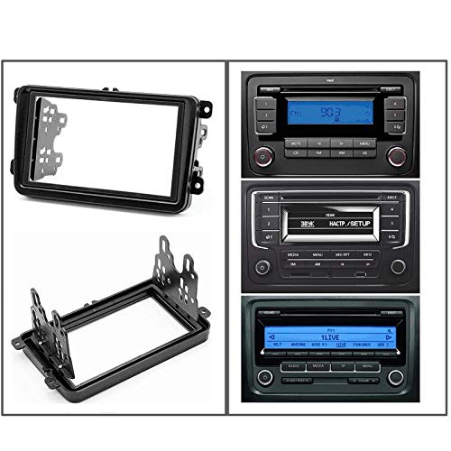 YuYue Radio Stereo Panel for VW Touran Caddy SEAT Skoda Fabia Octavia Fabia 2 Din Car Radio Frame Fascia Panel DVD Stereo CD Panel Dash Mount Refit Installation Trim Kit Frame (Black) Black