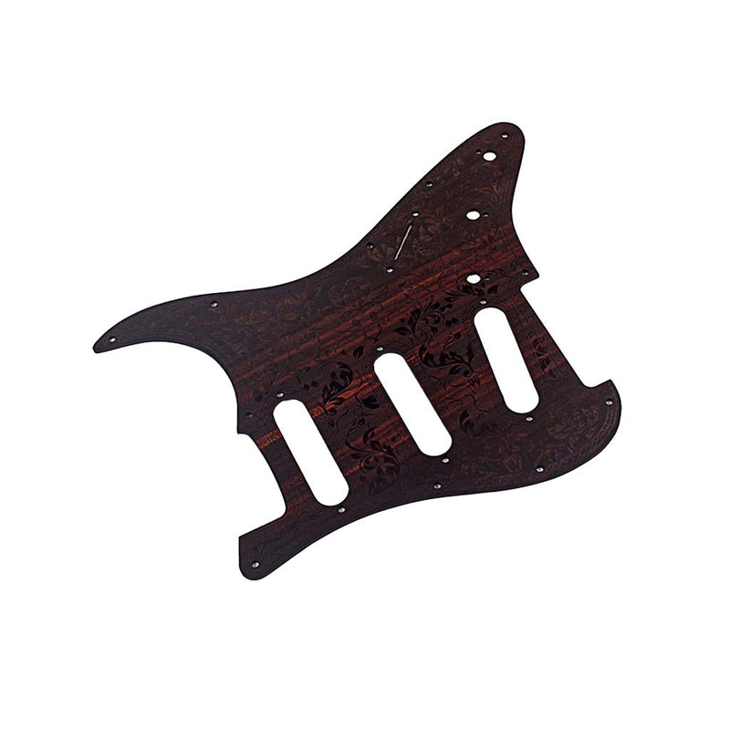 Alnicov SSS Wooden Guitar Pickguard Rosewood with Decorative Flower Pattern for Fender ST Electric Guitars