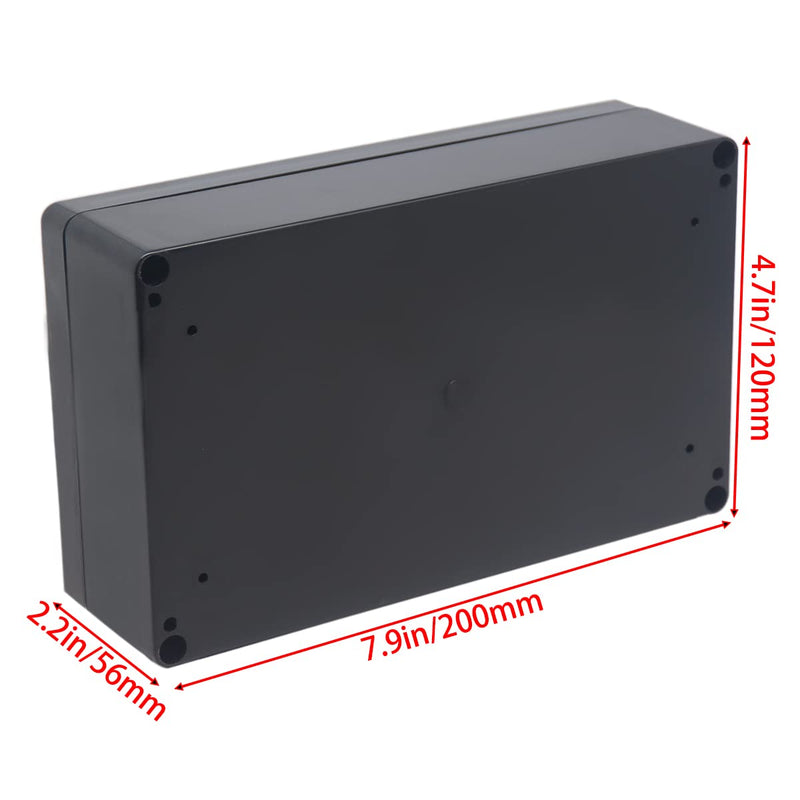 YETLEBOX Watertight Junction Box, IP67 Waterproof Project Box Durable ABS Plastic Electronic Enclosure Case for DIY Electrical Project Black 7.87" x 4.72" x 2.20"(200 x 120 x 56 mm) 7.87" x 4.72" x 2.20"