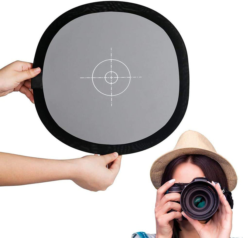 [AUSTRALIA] - Sedremm Gray White Balance Card Tri-Fold Light Reflector, 37x37cm 3 in 1 Focus Board Double Face Foldable 18% Grey/Black/White Balance Reference Card with Carry Pouch for Canon Nikon Sony DSLR 