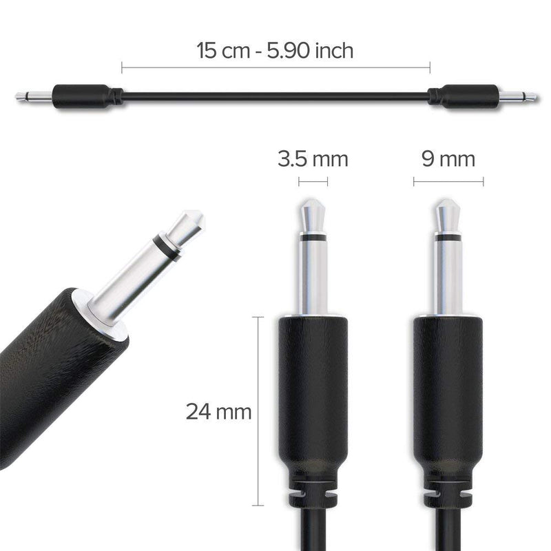 [AUSTRALIA] - ExcelValley - 12 Pack - Mono Modular Patch Cables - TS 3.5mm 1/8" Eurorack Synthesizer - 200 cm - 79" 200 cm - 79" 