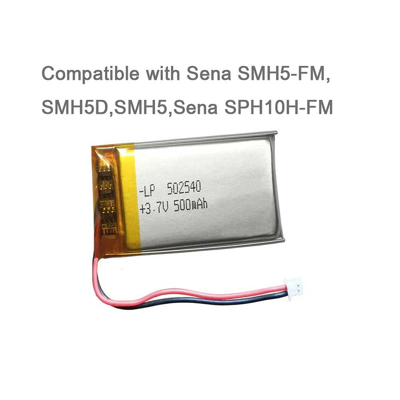502540 Battery, 500mAh Replacement Battery for Sena SMH5 FM SMH5D Motorcycles Bluetooth Headset - Compatible with Sena SPH10H-FM SPH10HD-FM 502540 battery _1Pack