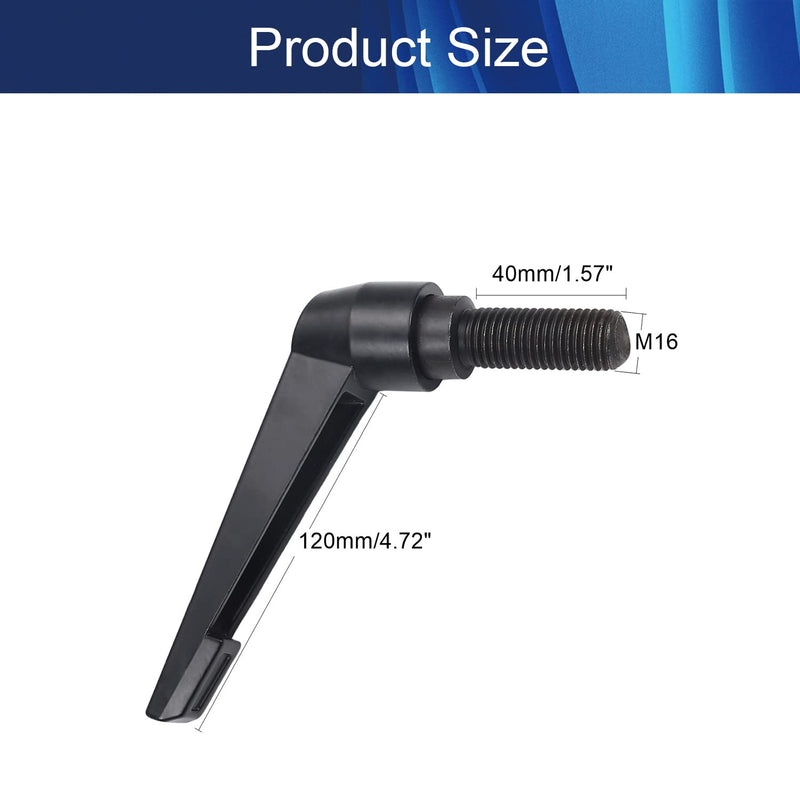 Aicosineg M16 x 40mm Male Thread Aluminum Alloy Adjustable Clamping Lever Handle for Machinery Welding Printing Equipment Black Tone 1pcs Not Include Washer M16x40 1pcs