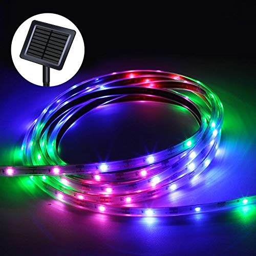 [AUSTRALIA] - EZ Solar Powered String LED Lights, Upgraded 90pcs LED Wire Lights, Outdoor Waterproof, 10ft, 8 Lighting Modes, Ideal for Decoration,Thanksgiving, Garden, Lawn, Patio, Party (RGB+Warm ) Rgb+warm White+cold White 