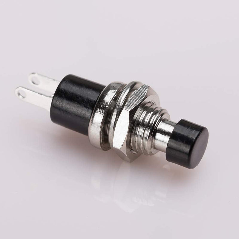 Clyxgs Momentary Push Button Switch, Normal Open(NO) Switch 2 Pin Mini Micro 1A 250V AC Black Cap 30 PCS NO Black-30