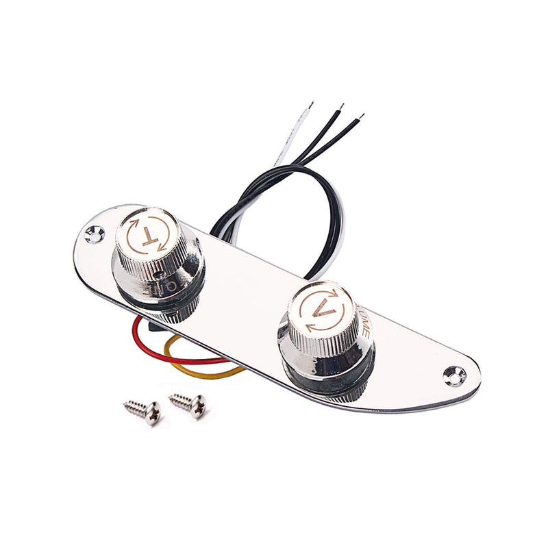 Alnicov Metal Prewired Guitar Control Plate Telecaster Control Plate For 51 P Bass Guitar,Chrome