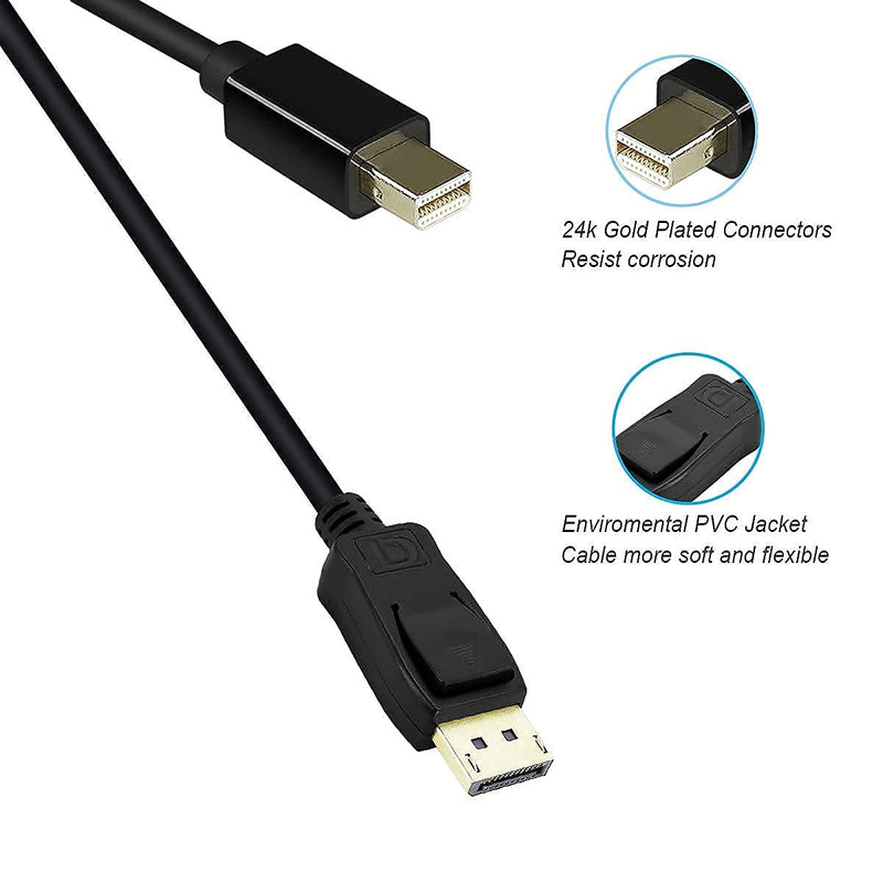 Mini DisplayPort to DisplayPort Cable, BENFEI Mini DP(Thunderbolt Compatible) to DP 6 Feet Cable (Male to Male) Gold-Plated Cord, Supports Supports 4K@60Hz, 2K@144Hz Black