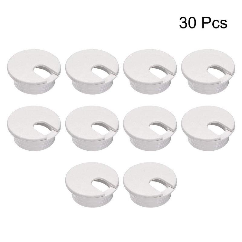 uxcell Cable Hole Cover, 1-3/8" Plastic Desk Grommet for Wire Organizer, 30 Pcs (White) 1-3/8 Inch White