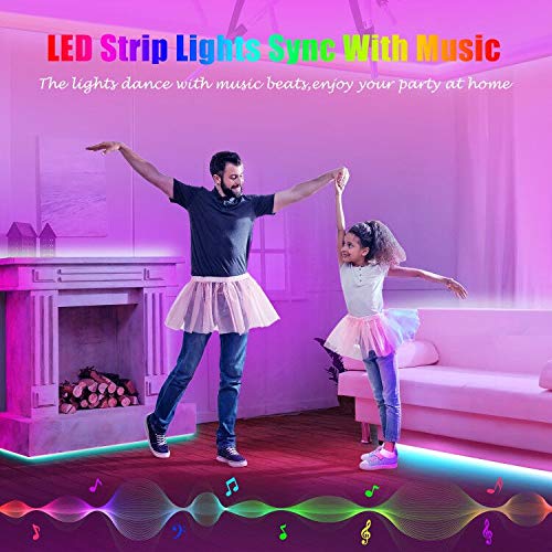 50ft Led Strip Lights Smart Sync Music Led Lights for Bedroom Home Decoration, APP Control