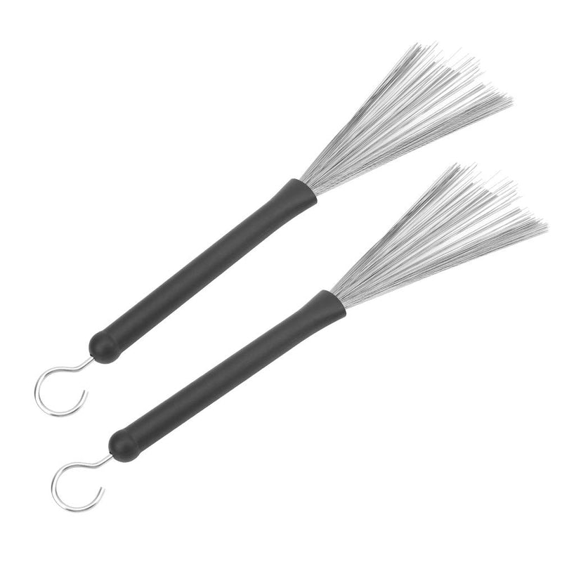 2Pcs Drum Brush, Rubber Stainless Steel Wire Retractable Adjustable Jazz Drum Brush Good Balance and Rebound Effect