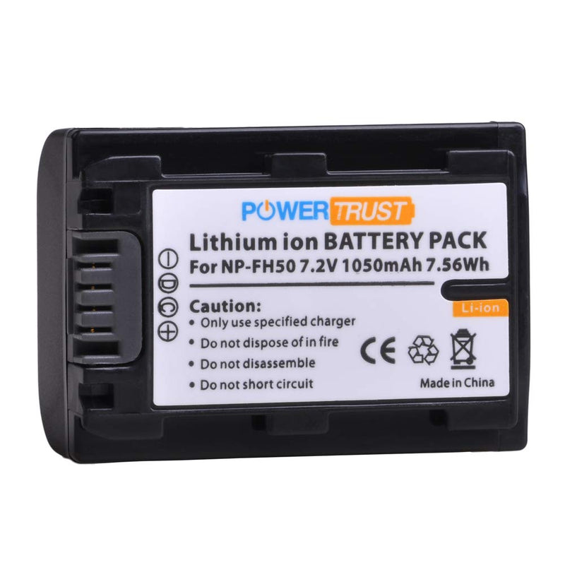 PowerTrust (2-Pack) NP-FH50 FH50 Battery + LCD USB Charger for Sony NP-FH40 NP-FH30 NP-FP50 NP-FP51 and Sony A230 A290 A330 A380 A390 DSC-HX1 HX100 HX200 HDR-TG1E TG3 TG5 TG7 Camera