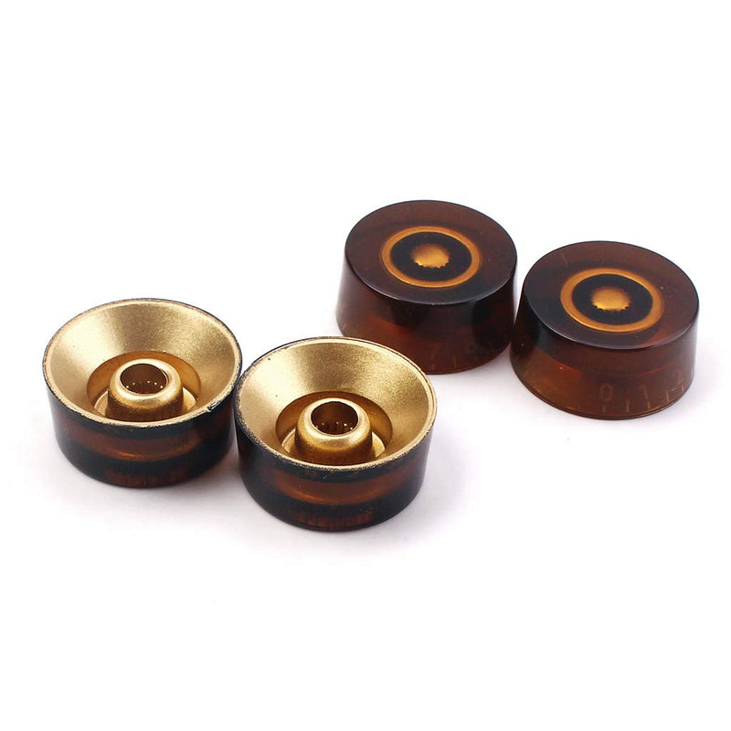 Alnicov Guitar Control Knobs Copper Color Electric Guitar Bass Top Hat Knobs Speed Volume Tone Amp Effect Pedal Control Knobs 4Pcs