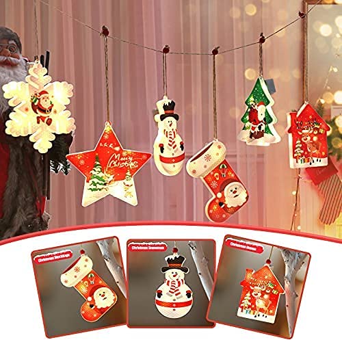 MXJFYY Christmas Decoration, LED Hanging Lights Classic Christmas Elements Lights Painted Ornaments for Christmas Home Showcases Shops Holidays Decoration for Kids Gift (Tree) Tree